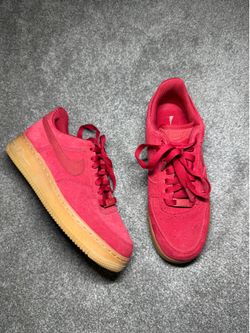 2017 Nike Air Force 1s  Red Suede Gum Bottom Womens Size 8