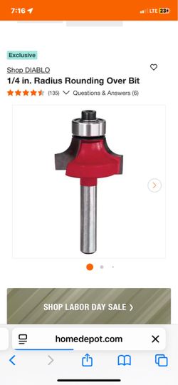 Diablo 1/4 in. Radius Rounding Over Bit