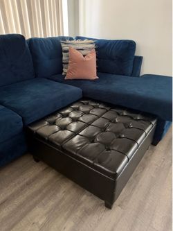 Black Faux Leather Storage Ottoman Bench – Lift Top