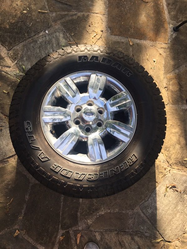 RADAR RENEGADE AT5 275/70R18 SET OF FOUR TIRES AND FORD F-150 CHROME WHEELS $550 OBO