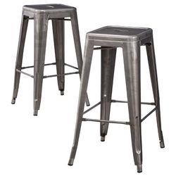 Barstool: NEW 2 Carlisle Metal 29.5" Bar Stools - Gunmetal