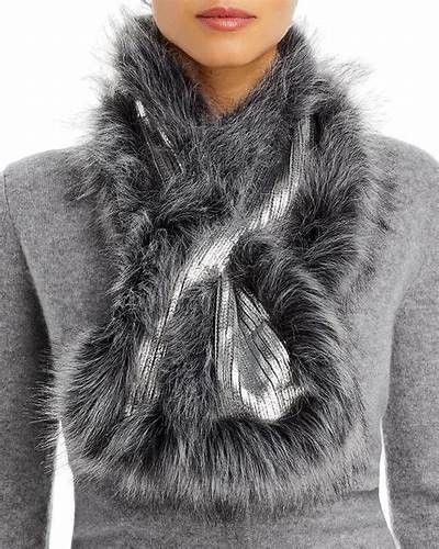 Adrienne Landau Faux Fur Scarf Metallic Women's Neck Warmer