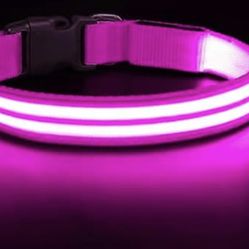 Pink LED Dog Collar - Rechargeable Light Up Dog Collar For Small Dogs