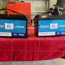 Florida Lithium Batteries X 2 12V 100 Amp Hours each