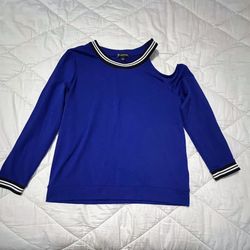 I-N-C Womens Striped Cold Shoulder Sweatshirt