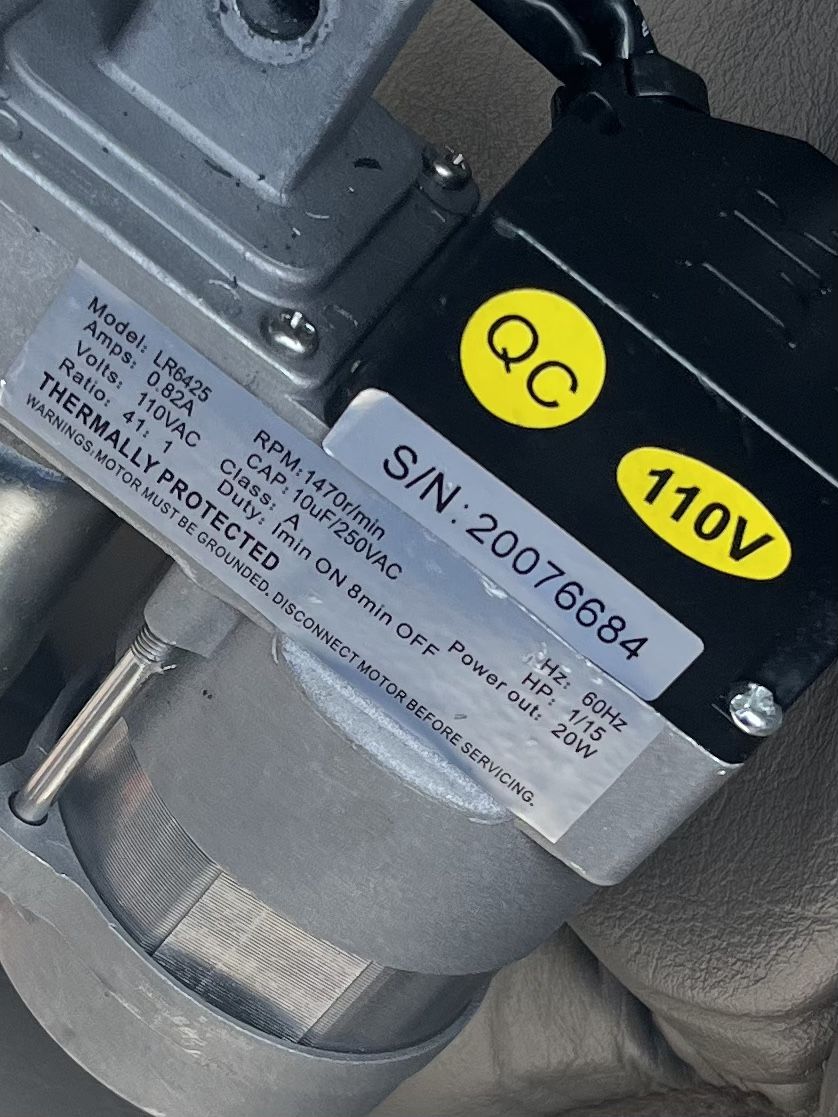 Johnson Electric LR6425 AC Gearmotor - 110V, 41:1 Ratio, 1,470 RPM (S/N: (contact info removed)4)`
