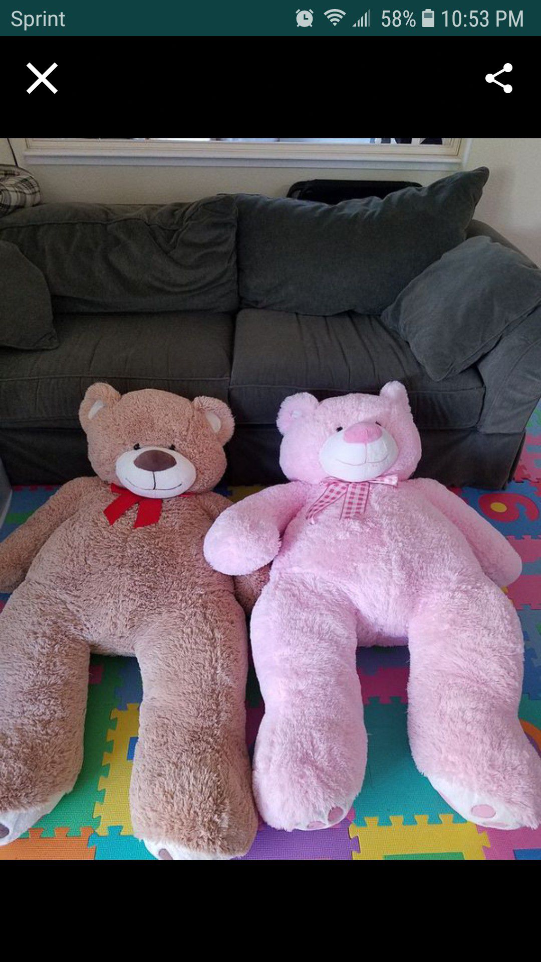 2 x 4 ft stuffed teddy bears