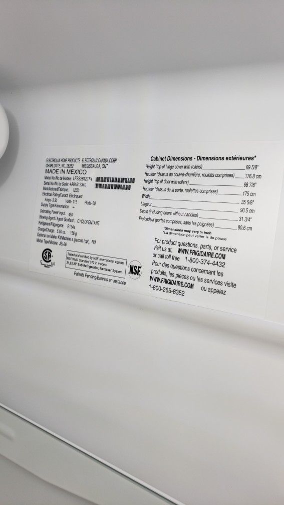 Stainless Steel side by side refrigerator