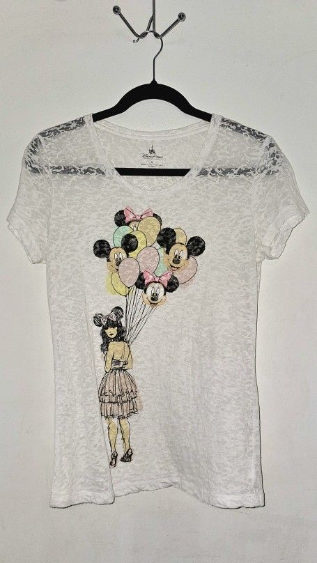 Disney Girl With Balloons Tshirt. Burn-out Style