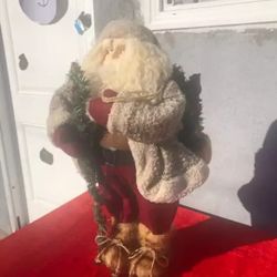 Christmas Decor  Standing Santa With Pine 