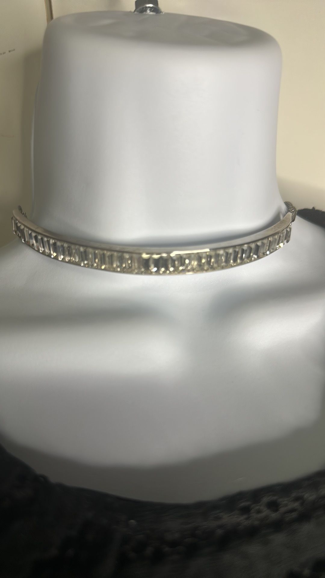 Kenneth Cole For Avon, Silver And Channel Set Crystal Choker silver, crystal choker, channel set, statement jewelry, elegant, sparkly, layered, minim