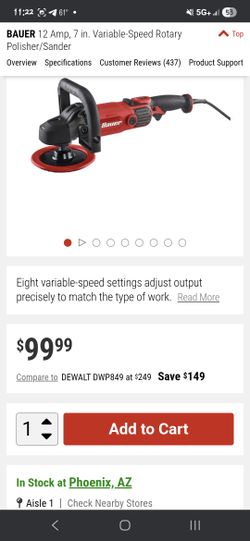 Bauer Polisher/ Sander 7in 12 Amp 8 Speed