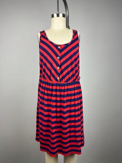 Edge Striped Lace Back Dress Red Blue M Y2K Boho