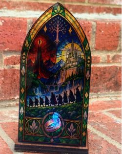 LOTR stained glass fantasy book end candle holder