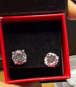 14K Solid Gold Post & Silver Simulated Diamond Stud Earrings