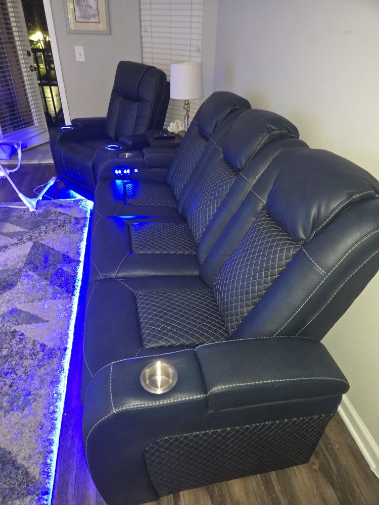 Leather, Power Reclining Chair And Sofa