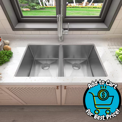 Sinber Undermount 32-in x 19-in Stainless steel Double equal bowl 16 -Gauge Kitchen Sink