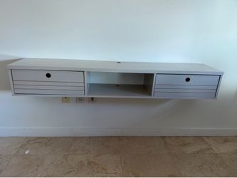 Floating Wall-Mounted TV Console with Drawers – 63x9x12