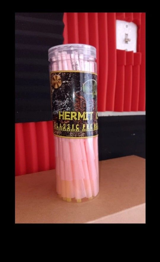 HERMIT CRAB Roll Paper, Large Size Roll cone - Organic roll paper, pre-roll Cone, 110mm 100 count (Pink, 100 pieces)
