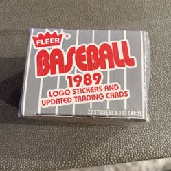 Unopened 1989 Fleet Baseball Card Set, Logo Stickers & Updated Trading Cards In Original Packaging