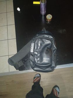 Black Leather men Chest Bag