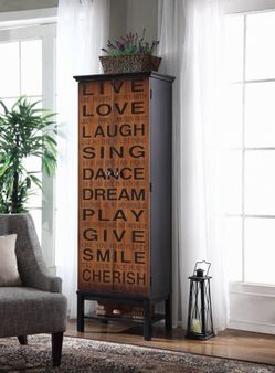 Brand New Tall Rich Brown/Black Cabinet with Inspiring Message Design