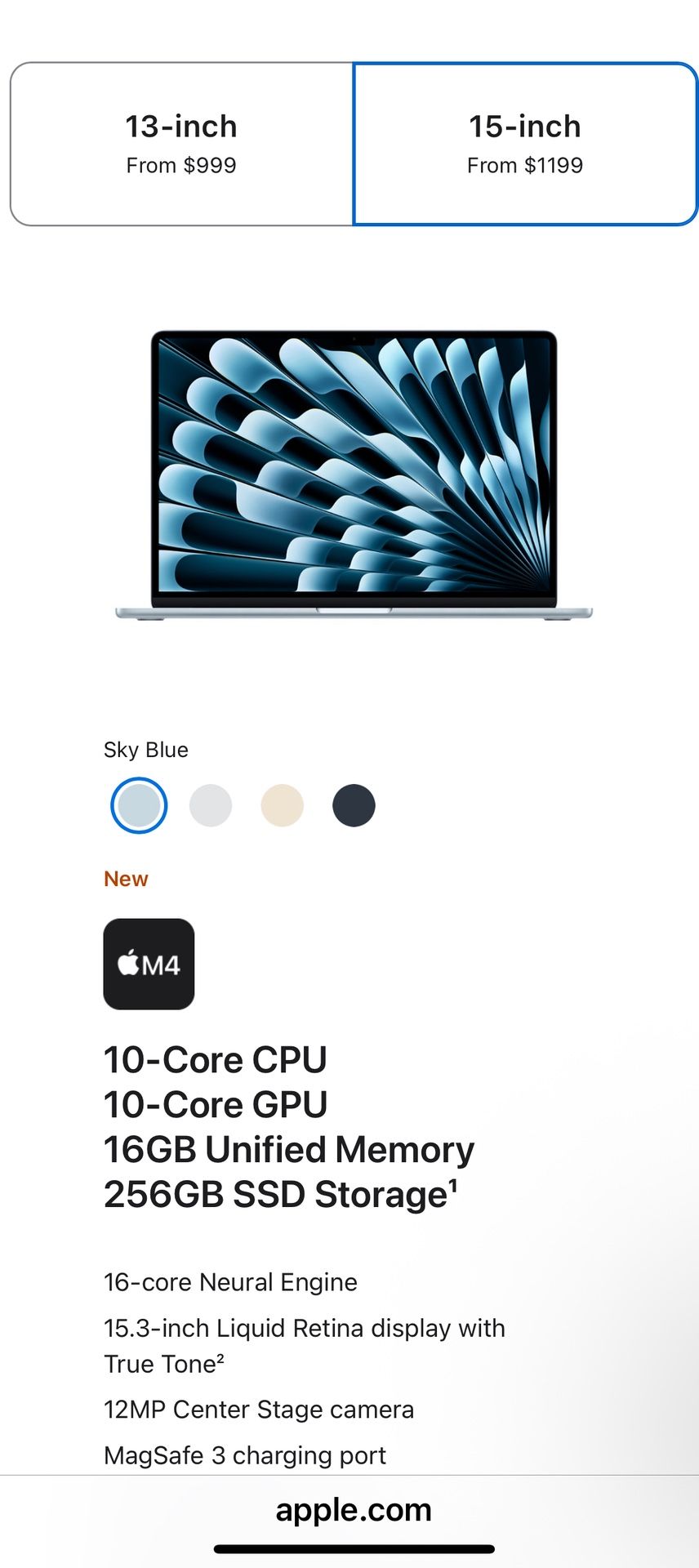 Macbook Air 15’ Sky Blue