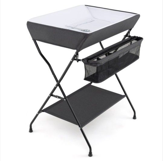 Baby Storage Foldable Diaper Changing Table Gray Portable AC10003GR