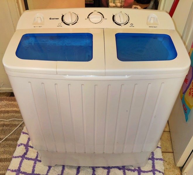 COSTWAY COMPACT TWIN TUB WASHING MACHINE