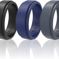 Silicone Wedding Rings for Men and Women 3 Pack Wedding Bands for Fitness, Engineers, Sports, Weightlifting | Comfortable Fit, Skin Safe Soft Rubber W