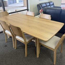 Mid Century Modern Dining Set With 6 Chairs 