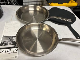 Made In 3-piece 5-ply Stainless Fry Pans with Universal Lid