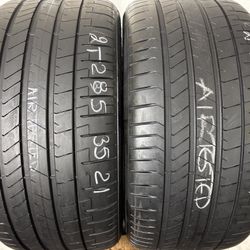 2 Tires 285 35 21 Pirelli P Zero Pz4 High Tread No Repairs 