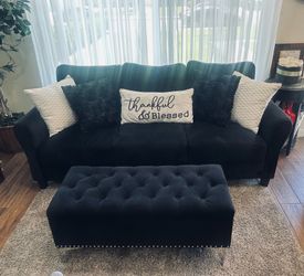 Soft Black Velvet Sofa