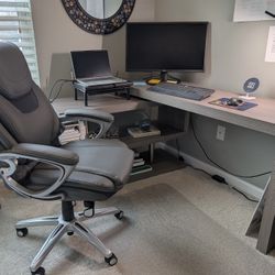 Grey Woodgrain L-Shaped Desk $200 OBO