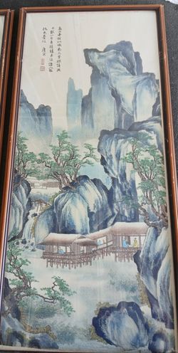 4pc Framed Art  On Silk