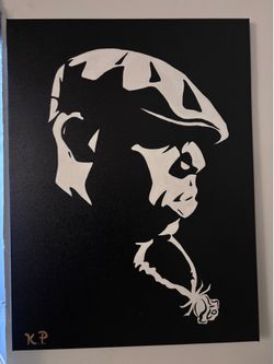 “Sky’s the Limit” – Black and White Original Hand-Painted Biggie Canvas (24” x 18”)