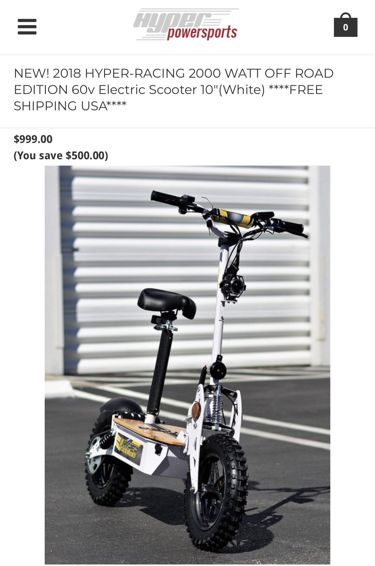 Hyper Sports: LITHIUM HYPER-RACING 2000 WATT STREET EDITION 60v Electric Scooter 10"