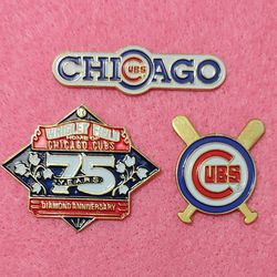 Chicago Cubs 3 Piece VINTAGE (1989) Lapel/Hat/Tie Pin Set By Unocal76 (UNUSED) MINT CONDITION!🤯 GREAT FOR HATS!💣 Please Read Description.