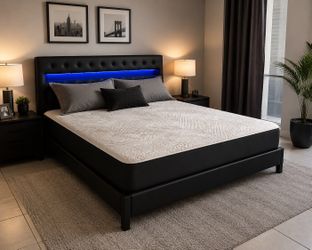 Bed frame black queen size led new (Mattress Sale for separated )