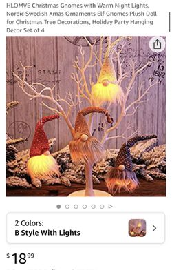 Christmas Gnomes w/Warm Night Light-Nordic Swedish Xmas Ornaments/Elf Gnomes Plush Doll for Christmas Tree/Decor/Holiday Party/Hanging Decor-4pk