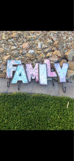 FAMILY Letter Wall Hook Sign