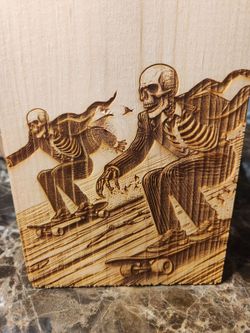 Downhill Longboarding Skeleton Art