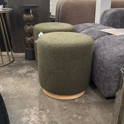 Ottoman Green Boucle Modern New - 16x17”H- 