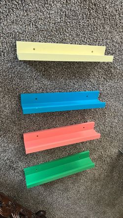 Set of 4 Colorful Wall-Mount Ledge Shelves
