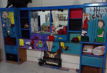 King Bedroom set with cabinets and drawers and dresser