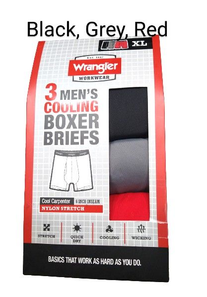 Wrangler 'Cool Carpenter' Boxer Briefs - 3 Pair - Men's XL *NEW