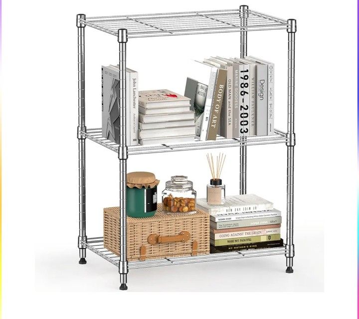 450 lbs Wire Storage Shelving 3-Tier Utility Shelving Unit Steel Organizer Wire Rack for Home,Kitchen,Office,Chrome(11.8" D x 17.7" W x 26.4" H)