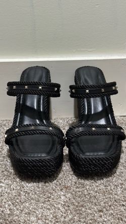 Black Roped WHBM Wedged Heels