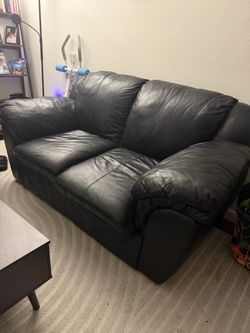 Black Leather Loveseat Sofa